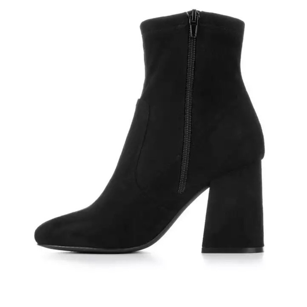 🟢  madden girl high heel faux suede black boots